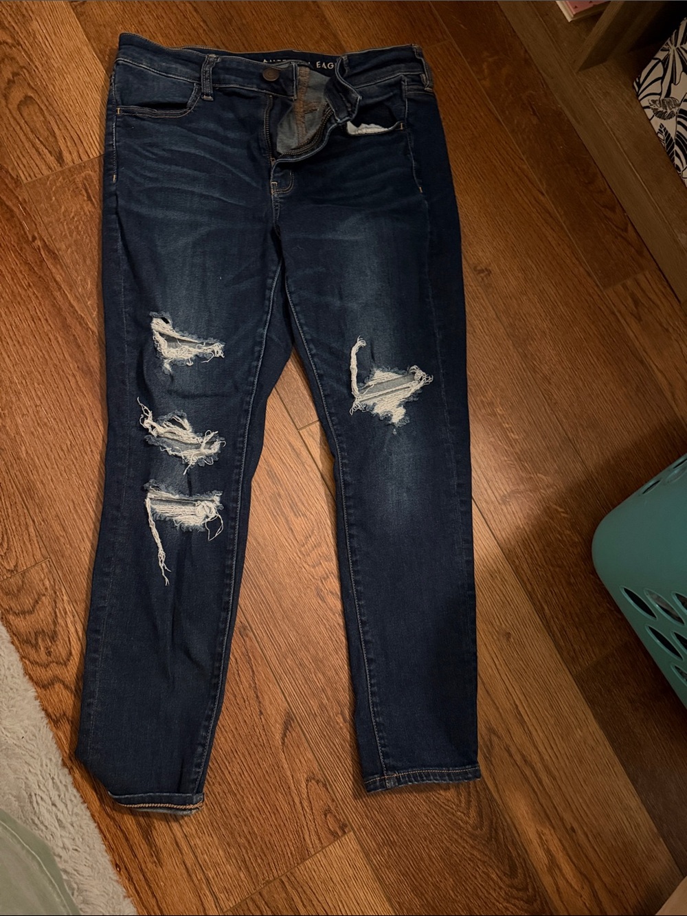 American Eagle Outfitters Dark Indigo Distressed Jeggings